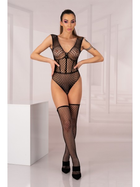 LivCo Corsetti sexy body con autoreggenti a rete Desdemona