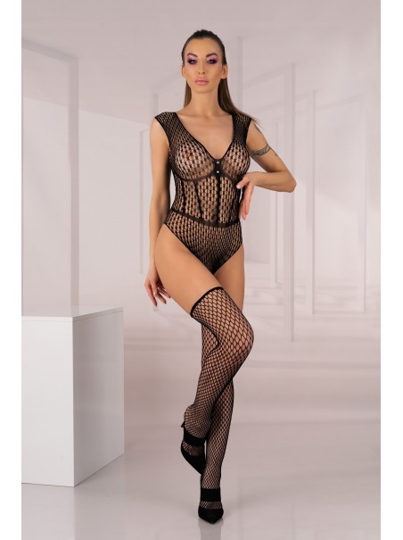 LivCo Corsetti sexy body con autoreggenti a rete Desdemona