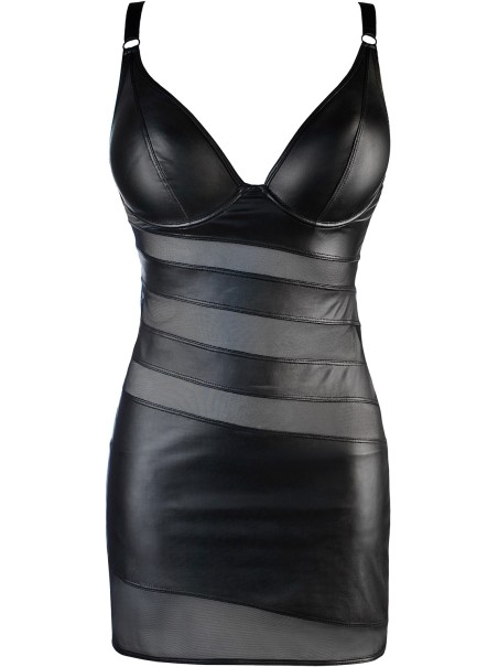 Axami Lingerie vestito con ferretto in ecopelle e tulle nero