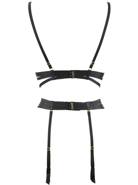 Axami Lingerie corsetto in pizzo ed ecopelle con stecche