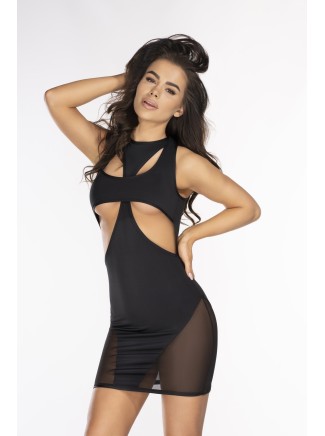 Axami Lingerie sexy vestito nero con inserti trasparenti 2