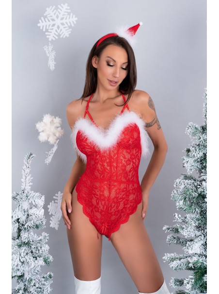 LivCo body natalizio Santas Lace Lady con apertura Intima