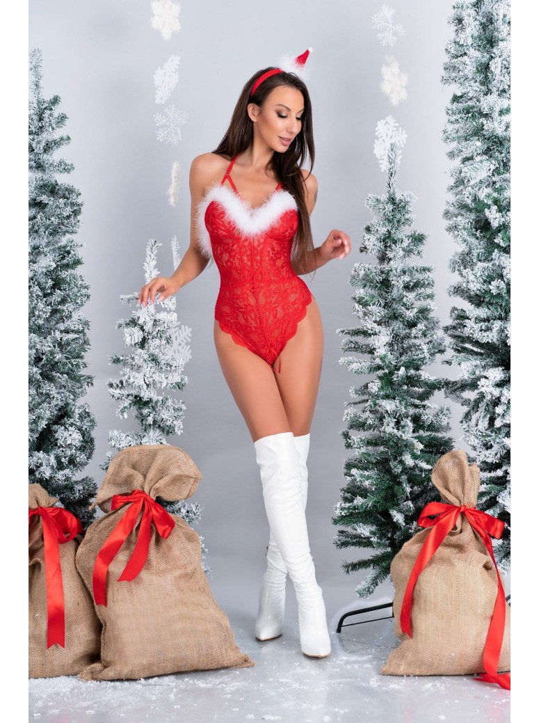 LivCo body natalizio Santas Lace Lady con apertura Intima