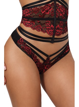 perizoma in pizzo rosso e nero Axami Lingerie