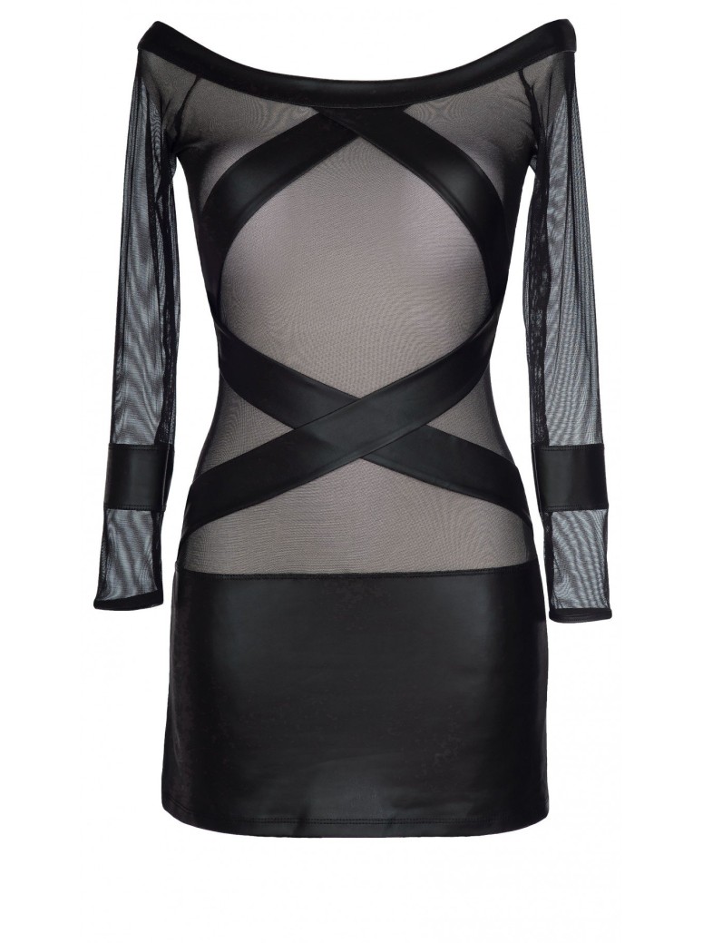 vestito a maniche lunghe in tulle e ecopelle Axami Lingerie