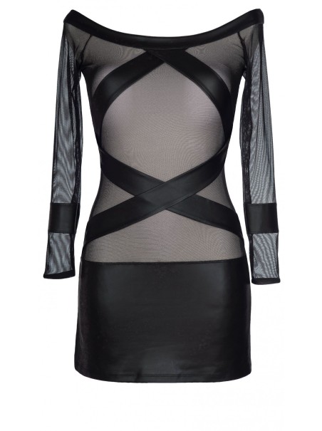 vestito a maniche lunghe in tulle e ecopelle Axami Lingerie