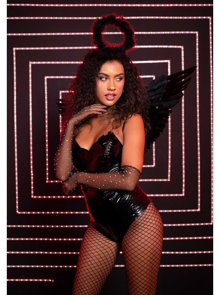 Leg Avenue ali da Angelo e cerchietto con aureola in Nero e Bianco