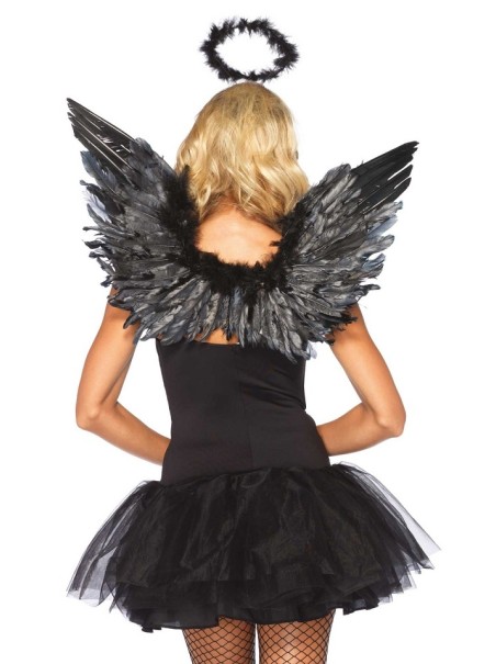 Leg Avenue ali da Angelo e cerchietto con aureola in Nero e Bianco