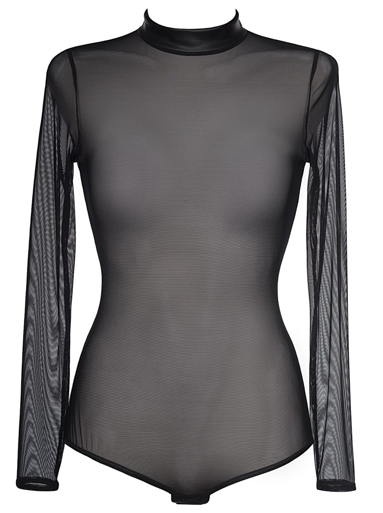 body a maniche lunghe in tulle nero  Axami Lingerie