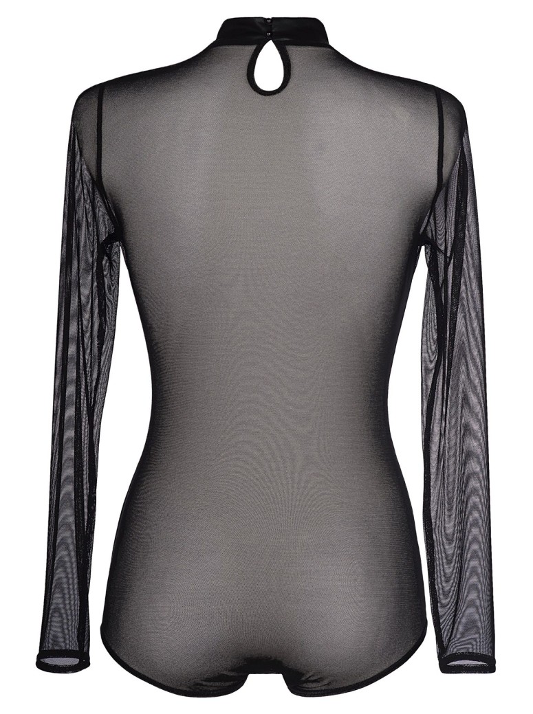 body a maniche lunghe in tulle nero  Axami Lingerie