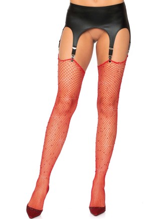 Leg Avenue Lingerie calze da reggicalze a rete con strass senza balza 2