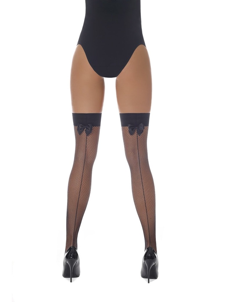 Bas Bleu calze autoreggenti a rete piccola con riga Mikaela