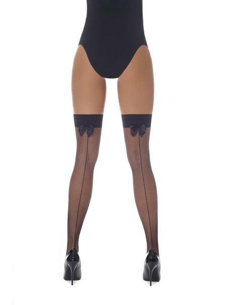 Bas Bleu calze autoreggenti a rete piccola con riga Mikaela