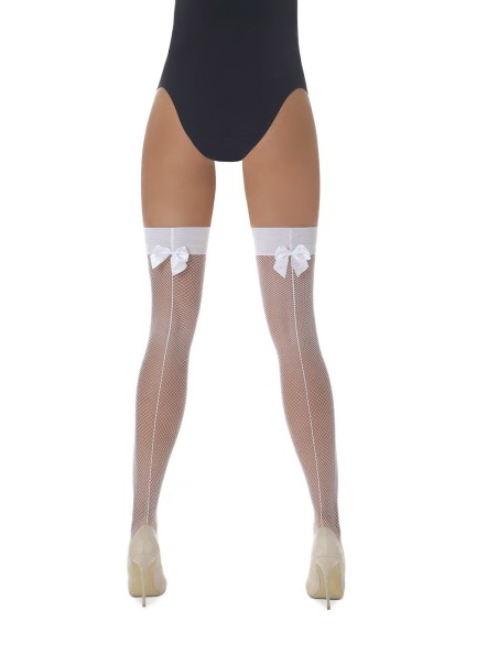 Bas Bleu calze autoreggenti a rete piccola con riga Mikaela