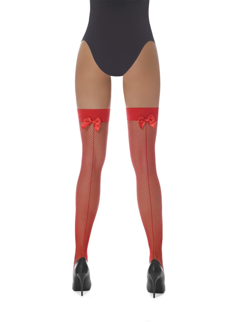 Bas Bleu calze autoreggenti a rete piccola con riga Mikaela