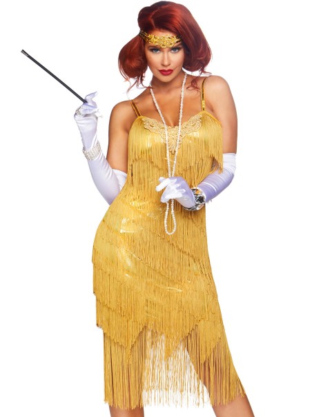 Leg Avenue vestito anni '20 con frange dorate