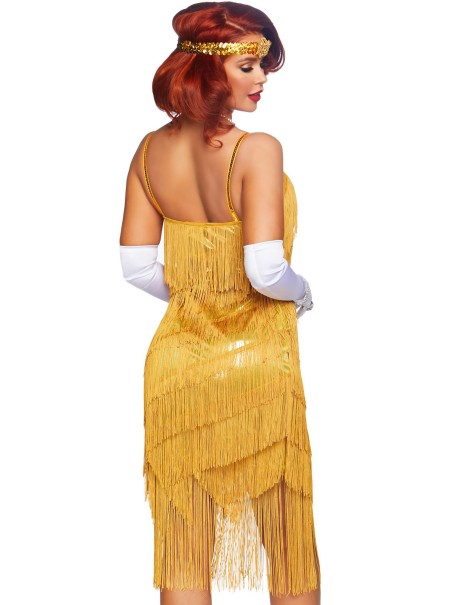 Leg Avenue vestito anni '20 con frange dorate