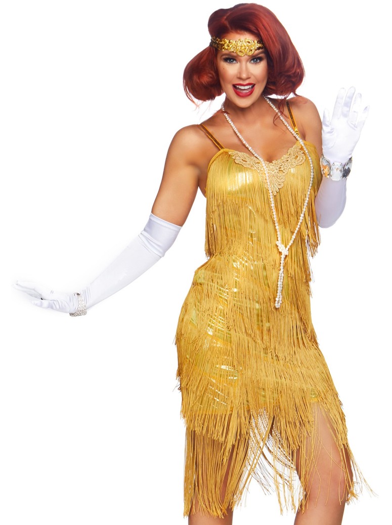 Leg Avenue vestito anni '20 con frange dorate