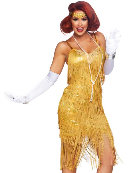 Leg Avenue vestito anni '20 con frange dorate