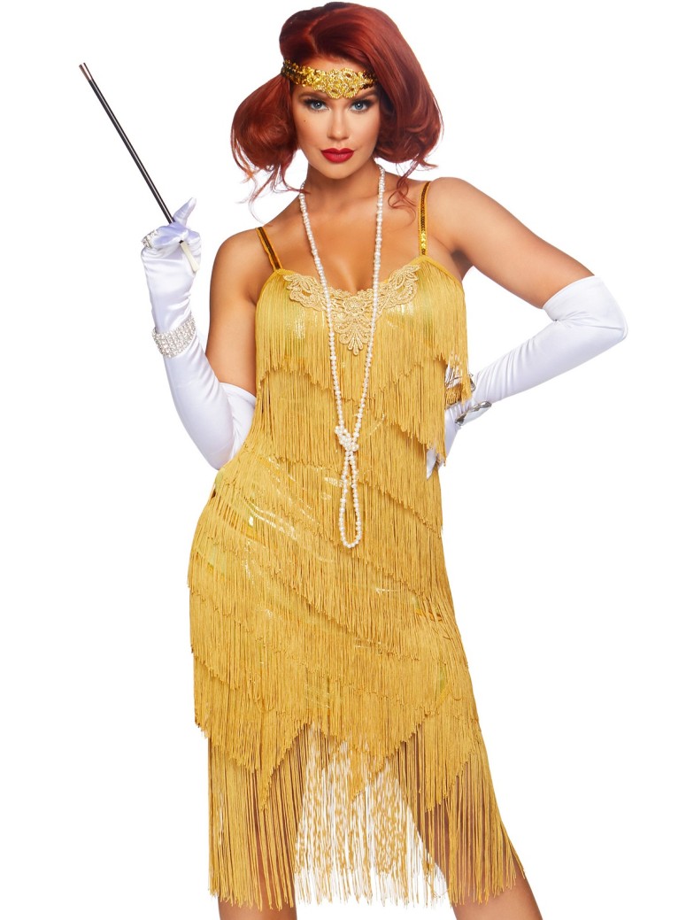 Leg Avenue vestito anni '20 con frange dorate