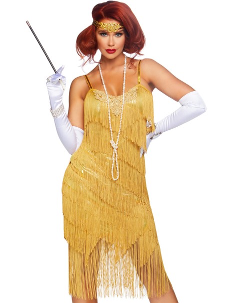 Leg Avenue vestito anni '20 con frange dorate