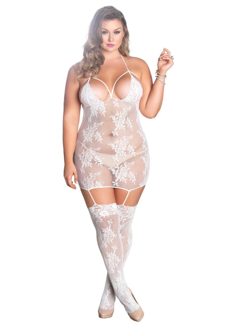 Leg Avenue Lingerie bodystocking oversize con pizzo bianco
