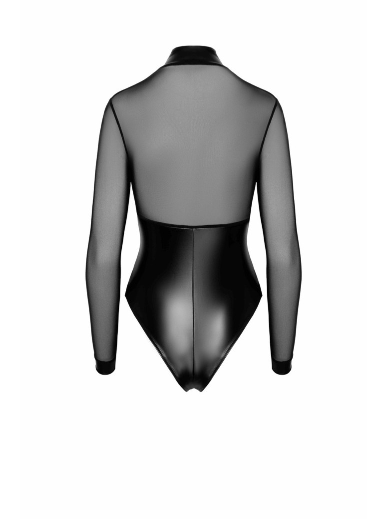 Noir Handmade body wetlook e tulle con cerniera e anelli