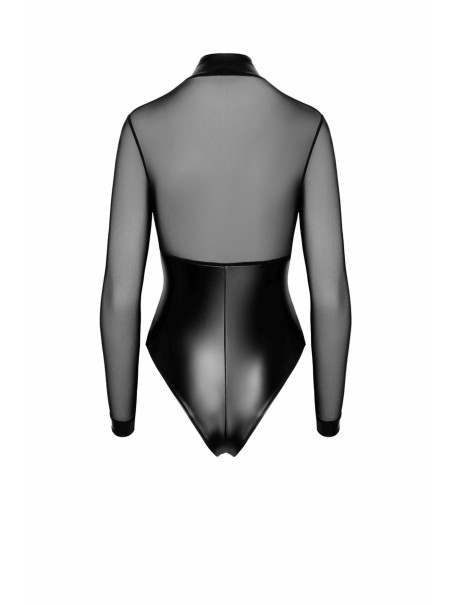 Noir Handmade body wetlook e tulle con cerniera e anelli Noir Handmade body wetlook e tulle con cerniera e anelli