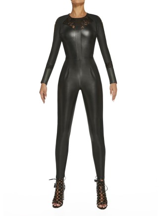 Bas Bleu tutina in ecopelle con inserti in pizzo Rosie