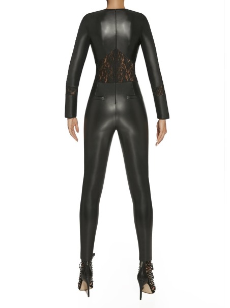 Bas Bleu tutina in ecopelle con inserti in pizzo Rosie