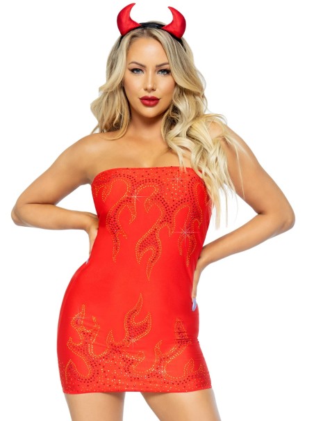 Leg Avenue vestito rosso da diavoletta in tre pezzi