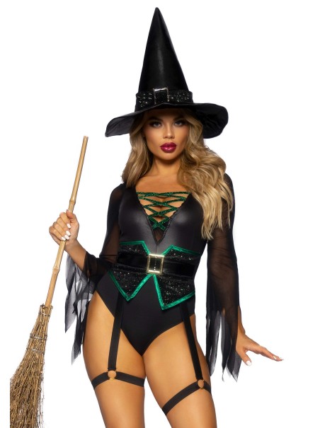 Leg Avenue Lingerie costume Halloween da strega con body e cappello
