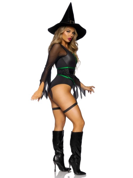 Leg Avenue Lingerie costume Halloween da strega con body e cappello