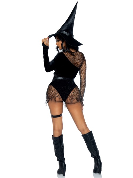 Leg Avenue Lingerie costume Halloween da strega con body in velluto