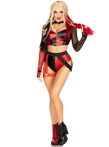Leg Avenue Lingerie costume Harley Quinn con crop top e shorts Leg Avenue Lingerie costume Harley Quinn con crop top e shorts