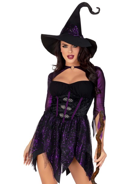 Leg Avenue travestimento strega per Halloween con abito e cappello