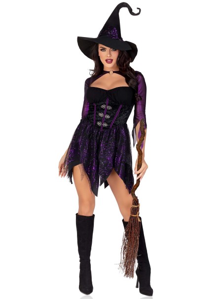 Leg Avenue travestimento strega per Halloween con abito e cappello
