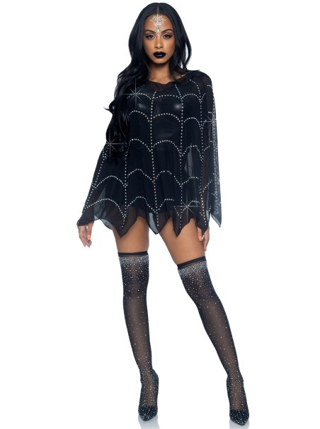 Leg Avenue poncho a ragnatela con strass per Halloween