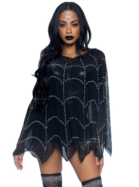 Leg Avenue poncho a ragnatela con strass per Halloween
