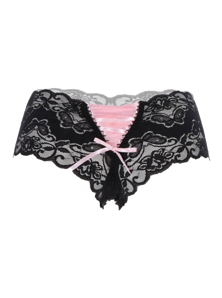 Leg Avenue sexy Shorts in pizzo con strigatura rosa