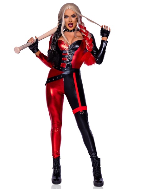 Leg Avenue tuta da Harley Quinn rosso-nera