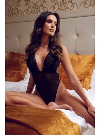 Beauty Night Lingerie sexy body nero in tulle e pizzo Veronica